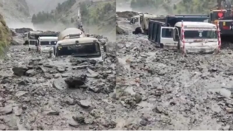 भारी बारिश से बड़ा भूस्खलन, पावर प्रोजेक्ट के पास कई वाहन मलबे में दबे